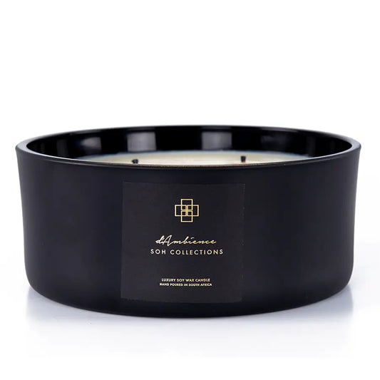 Chelsea black luxury soy wax candle with multiple wicks for elegant diffuser ambiance